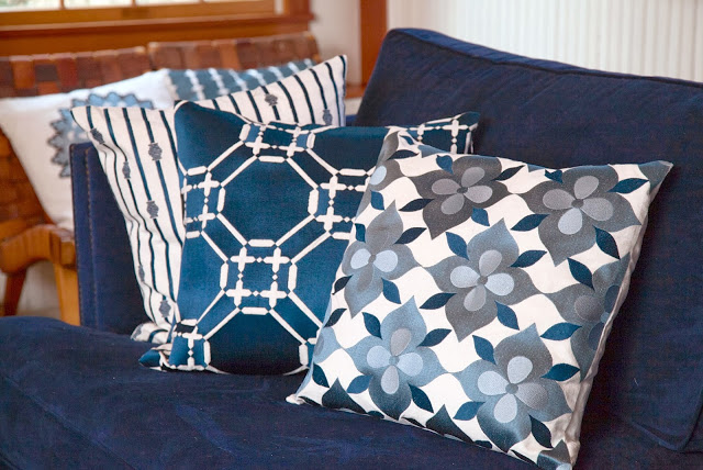 COCOCOZY 2014 Embroidered Pillows in blue