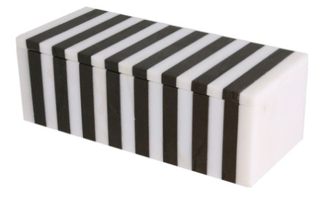 Kelly Wearstler Black & White Striped Marble Box