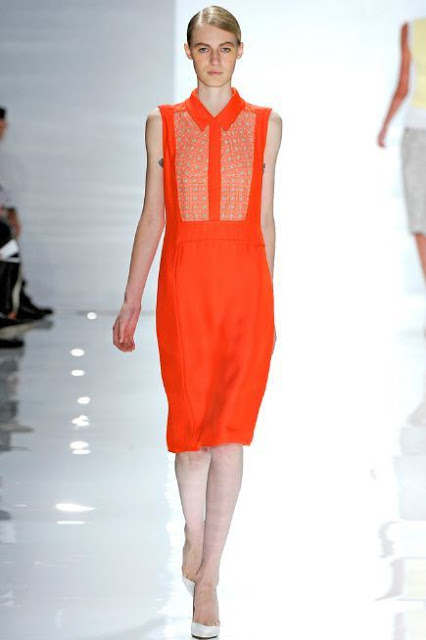  Sleeveless Orange Dress with Embroidered Inset