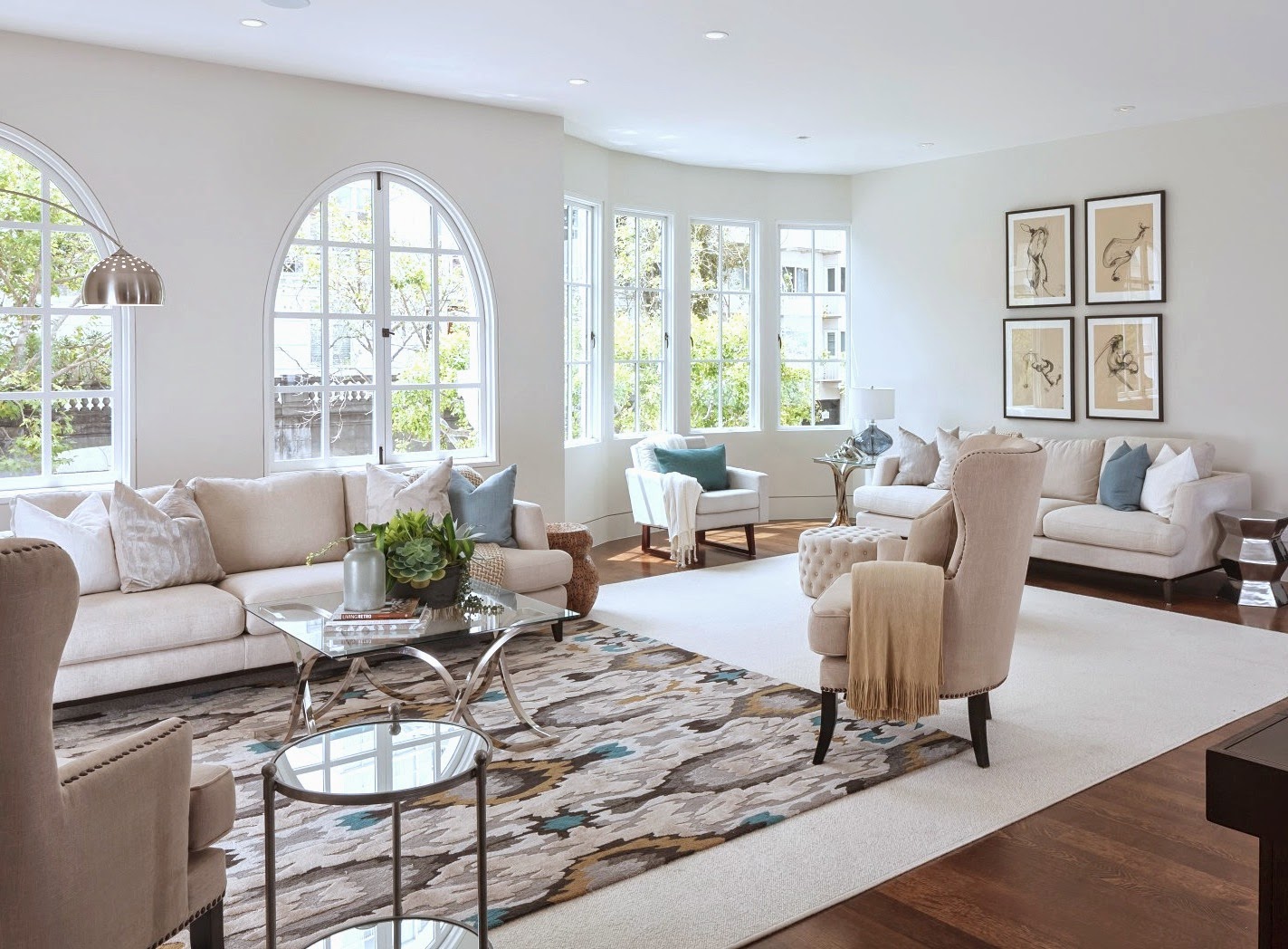 Contemporary white living room in multi million dollar San Francisco home