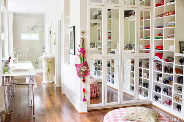 Master bath and mirrored walk in closet in Vogue.com contributor Sophie Young's childhood home