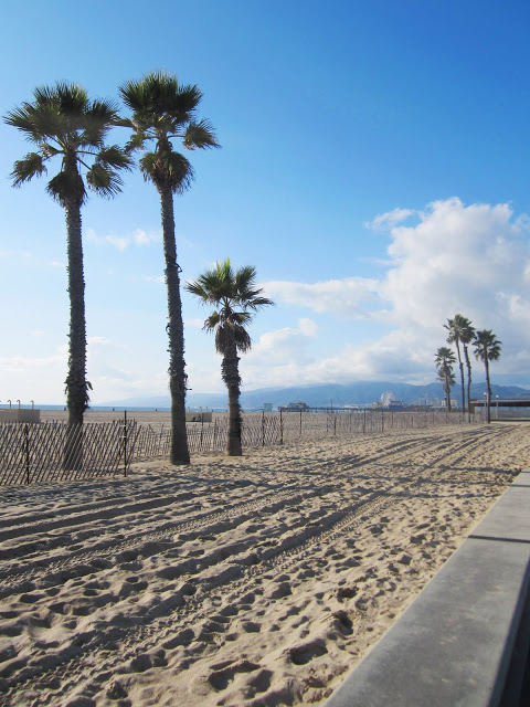 Santa Monica beach on a sunny Southern California afternoon