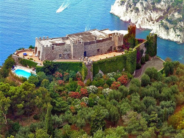 Aerial view of Castiglione castle in Capri