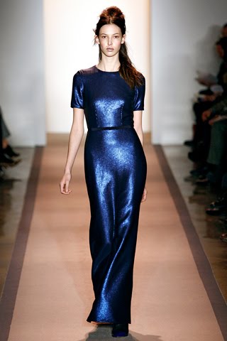 Short sleeved metallic blue gown from Peter Som's fall 2011 ready-to-wear collection