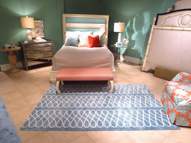 Light blue COCOCOZY Loop Rug at Century Furniture Showroom at High Point Market in North Carolina