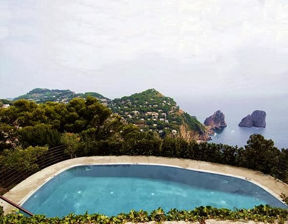 Pool overlooking the ocean at Castiglione castle in Capri