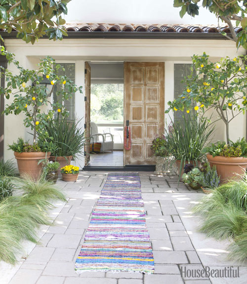 front door of Todd Nickey and Amy Kehoe of Nickey Kehoe's Malibu home featured in House Beautiful