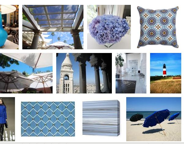 COCOCOZY summer style board with a focus on shades of blue