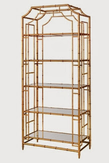 Gold metal faux bamboo etagere