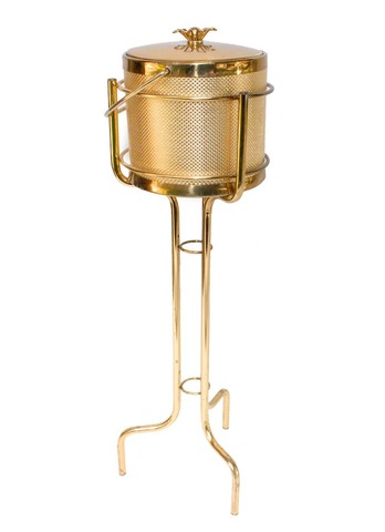 Vintage gold ice bucket with stand 