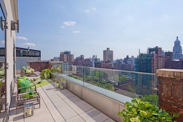 Balcony and view from a New York City penthouse with a view Gramercy Park