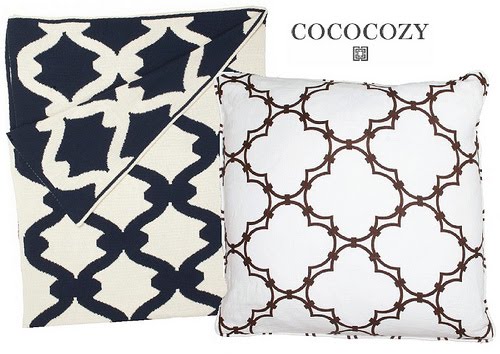 A COCOCOZY Gate throw and Quatrefoil pillow