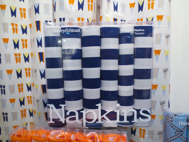 blue and white stacked napkins