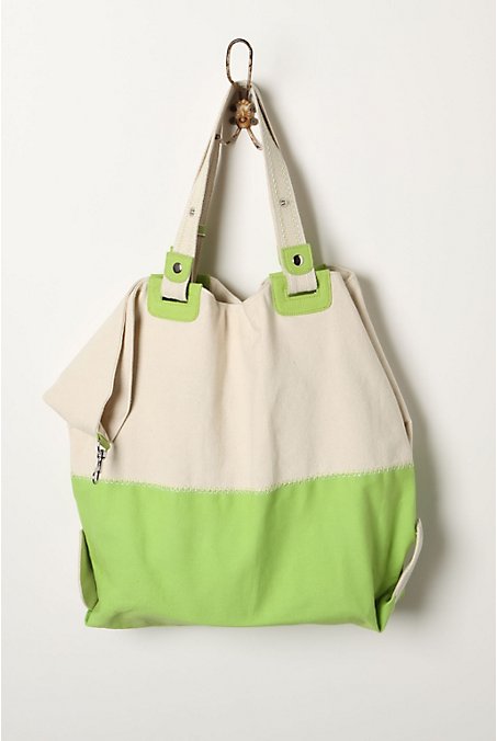 Green and white Tackle Box Tote by Anthropologie
