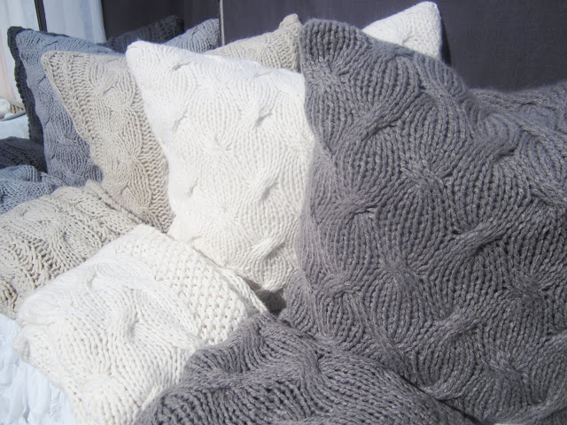 Close up of Pom Pom at Home's oversized cable knit pillows