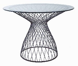 round wire base table with glass top