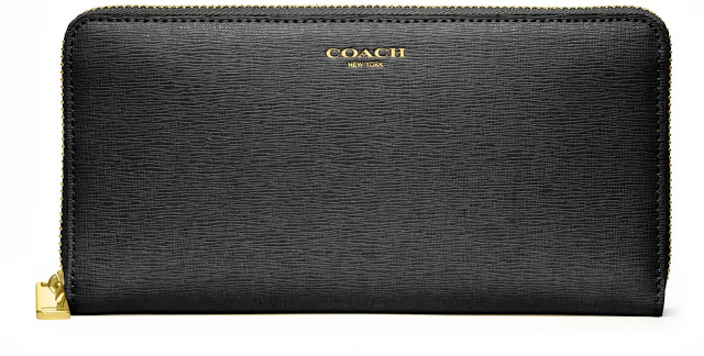 Black Coach accordion zip wallet