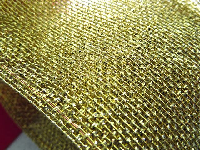 Gold and green mesh wire ribbon