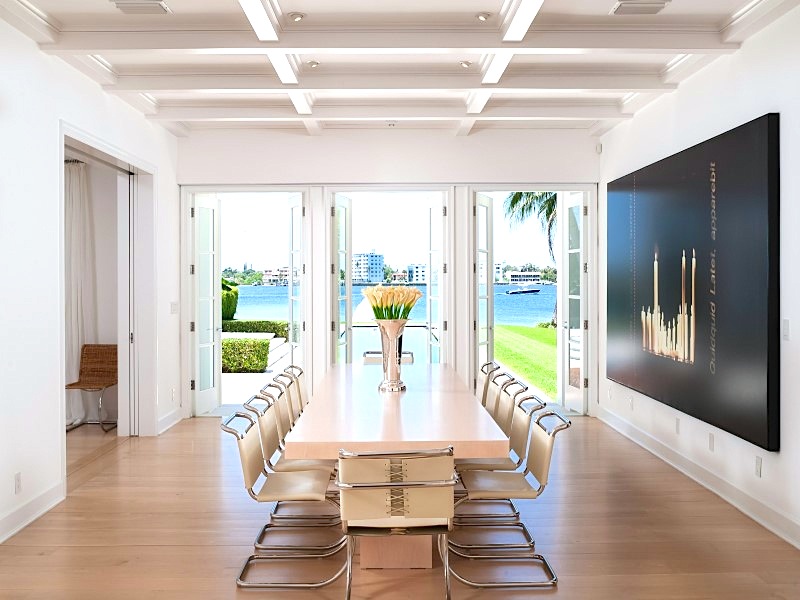 Contemporary dining room in multi million dollar Palm Beach home