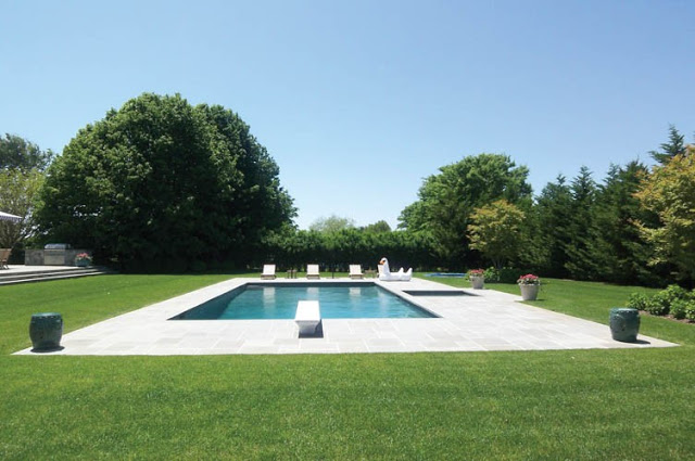 backyard and pool of a house in the Hamptons