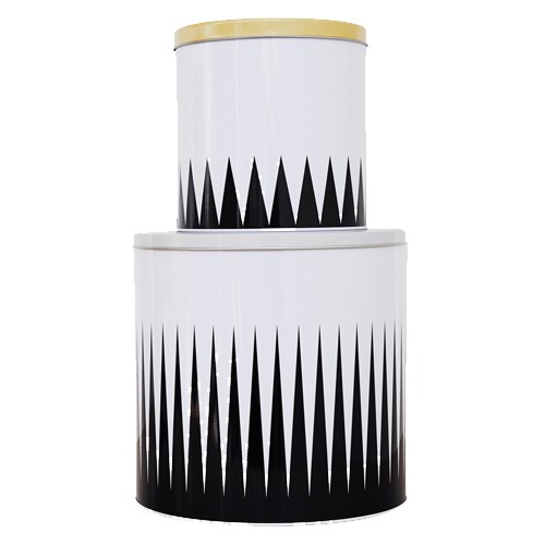 storage tin ferm living black white spire yellow trim