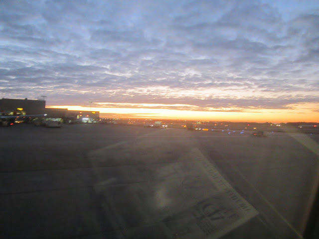 Sunrise from an airplane window in Atlanta