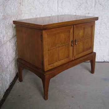 Wooden Danish nightstand before it's makeover