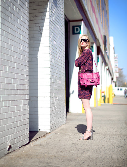 fashion squad blog street style dagmar knit dress proenza purse bag pink fuchsia style