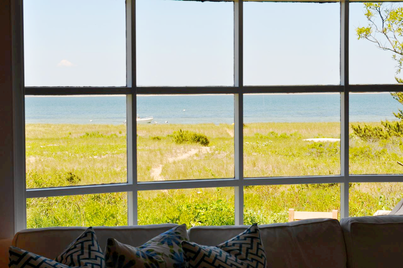 Ocean view from a living room in Nantucket