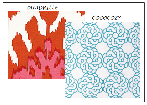 Quadrille and COCOCOZY fabric swatches