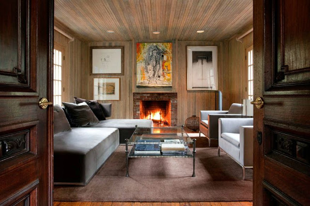 modern rustic home with wood paneling