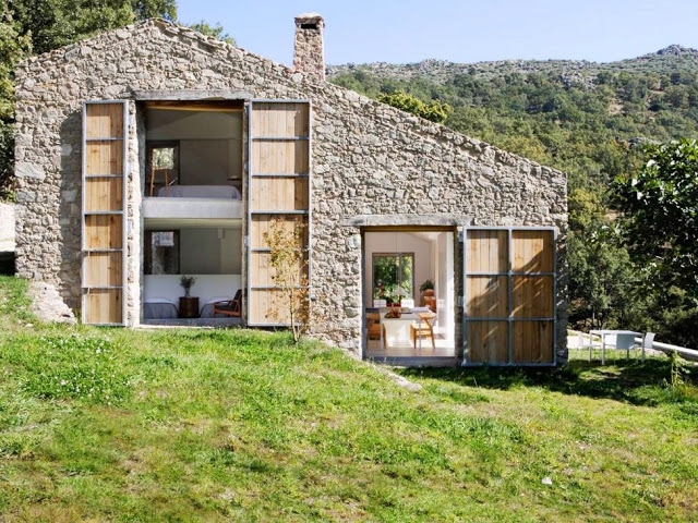 old stone barn converted to house spain countryside country farm stable modern decor