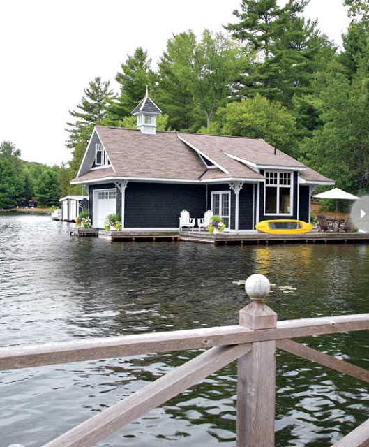 boathouse Ontario Canada on Lake Rosseau house boat water view