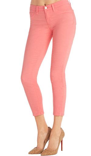 Cropped coral skinny jeans