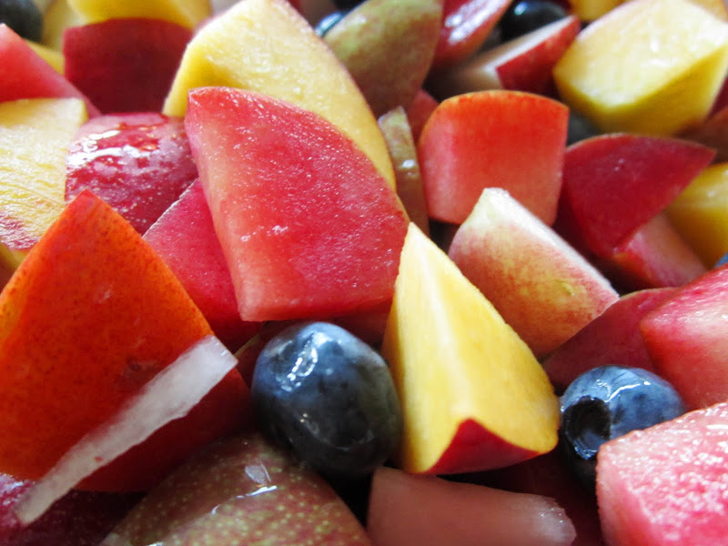 Close up of a summer stone fruit salad