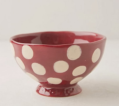 Red and white polka dot bowl