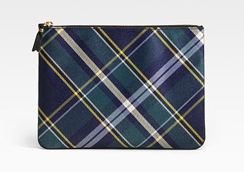 Green and navy plaid Comme des Garcon pouch