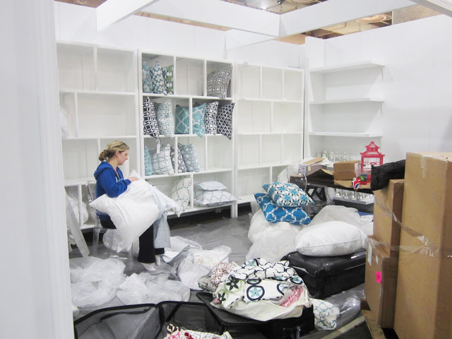 KS stuffing pillows for the COCOCOZY booth at the New York International Gift Fair