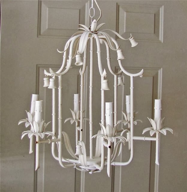 White Vintage Faux Bamboo Pagoda Chandlier