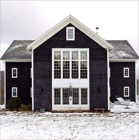 Black house in winter