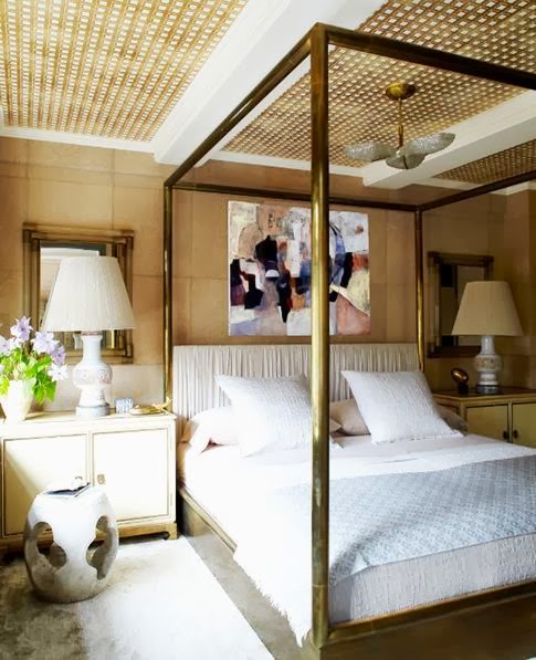 Kelly Wearstler bedroom brass canopy bed