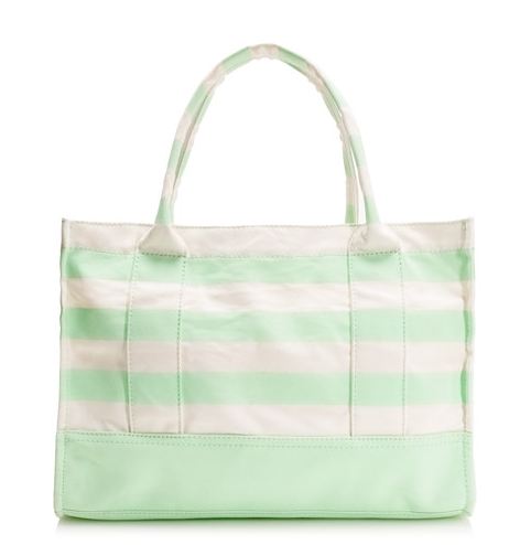 Tote bag in mint and cream stripe