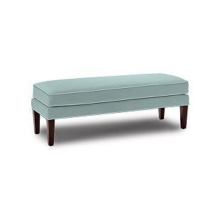 Light blue upholstered bench from William Sonoma Home