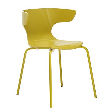 Yellow lacquer wood and metal wingback dining chair from West Elm