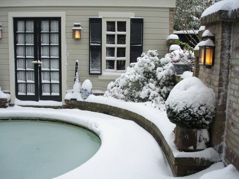 Pool in Ron van Empel of Empel Collections' backyard in winter