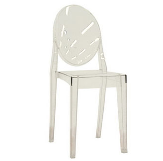 Clear acrylic side chair oval back from Modern Dose