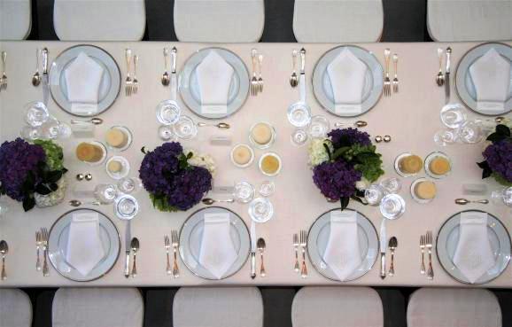 Purple New Zealand hydrangea flower arrangements for a wedding in an art gallery by Lily Lodge