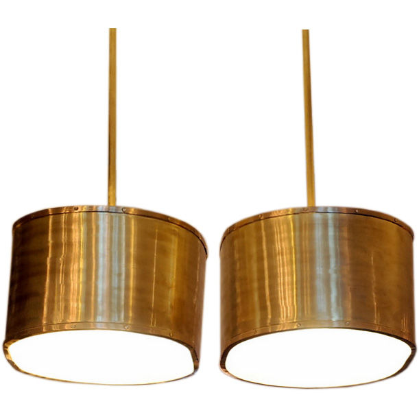 Vintage Brass Oval Cylinder Lights from Blend Interiors