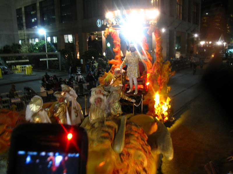 Hermes krewe rides and the King's float at the Mardi Gras Parade in New Orleans