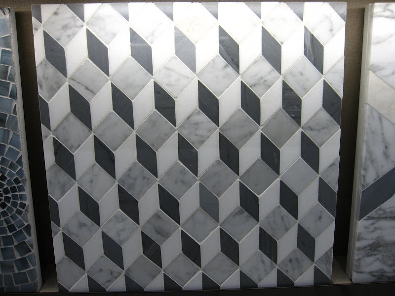 Marble mosaic prism patterned tile from the Waterworks